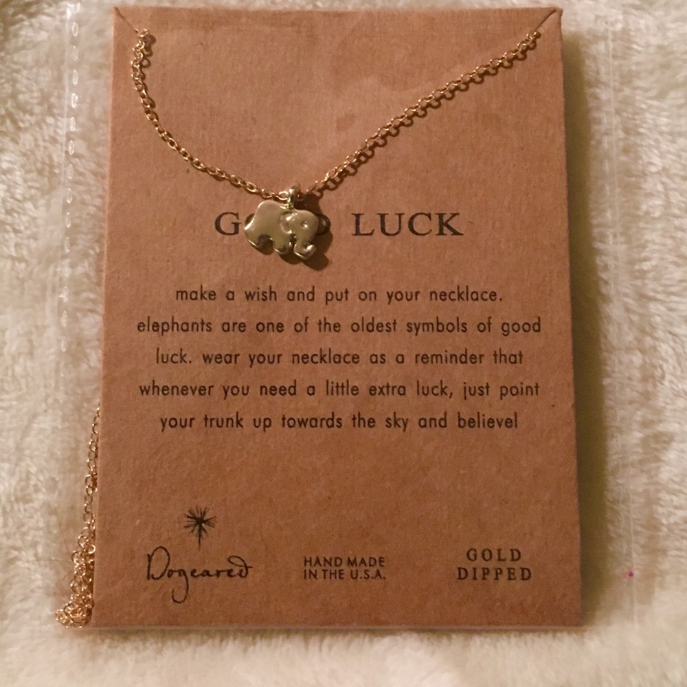 Dogeared gold dipped elephant message necklace